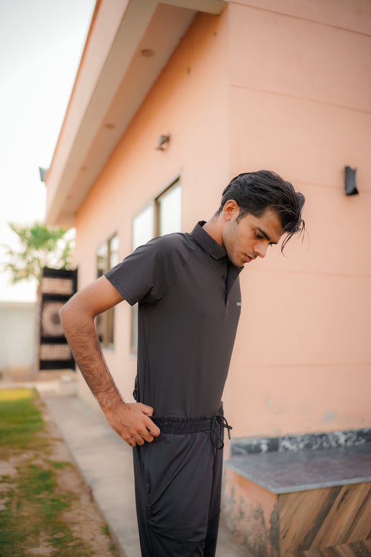 Men’s Black Lycra Polo Shirt – Dino Wear