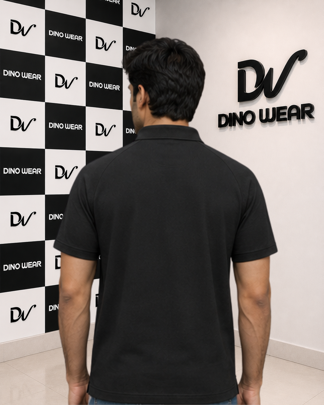 Men’s Black Lycra Polo Shirt – Dino Wear
