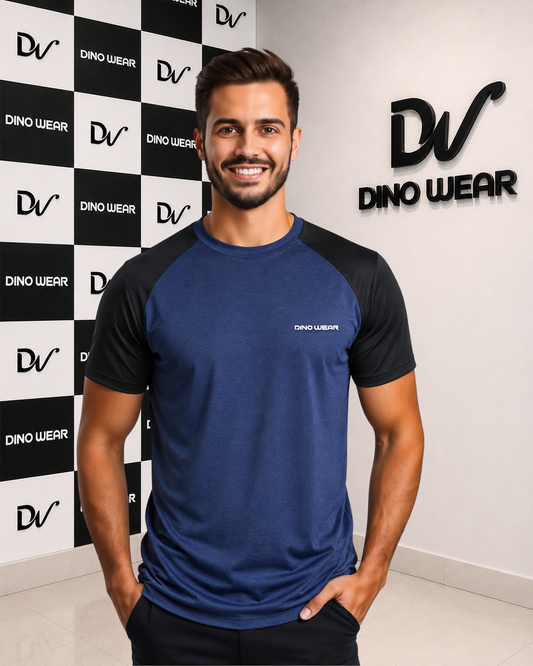 Men’s Blue & Black Lycra T-Shirt – Dino Wear