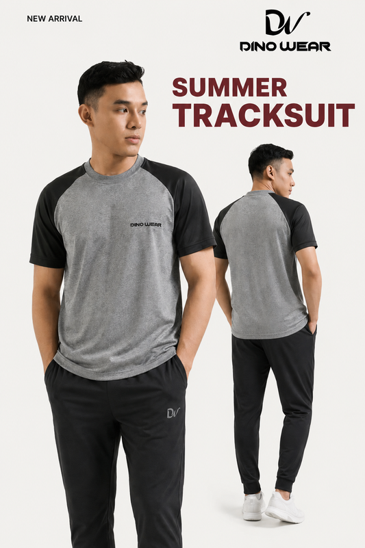 Men’s Gray & Black Lycra Track suit – Dino Wear