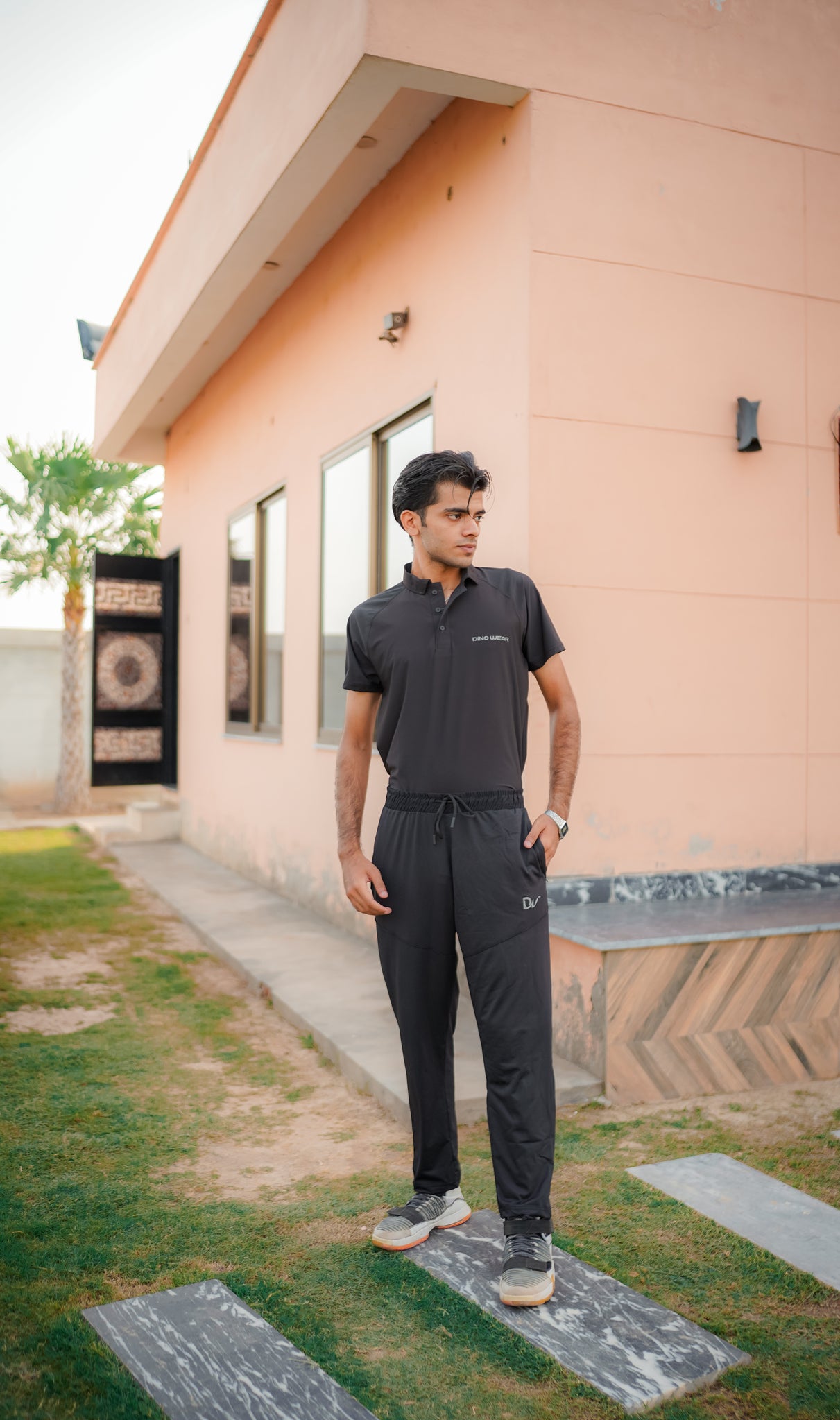 Men’s Black Lycra Polo Shirt – Dino Wear