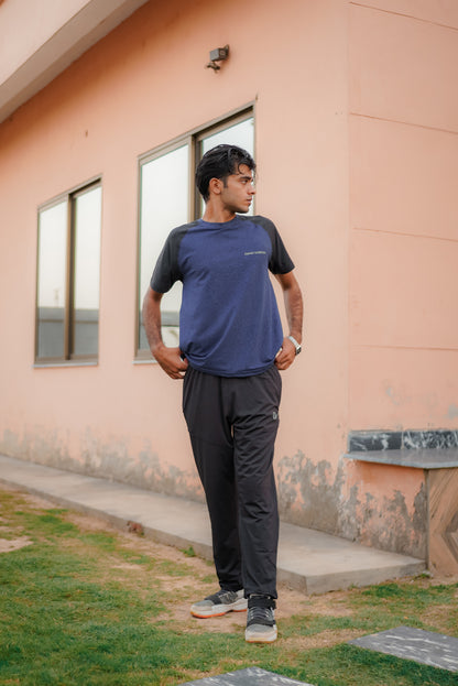 Men’s Blue & Black Lycra T-Shirt – Dino Wear