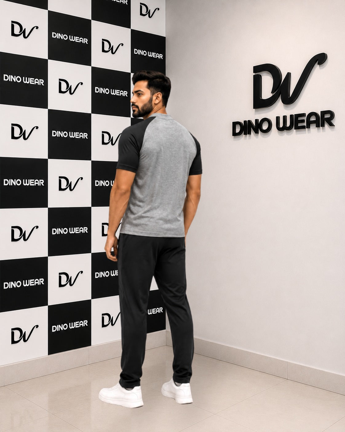 Men’s Gray & Black Lycra Track suit – Dino Wear