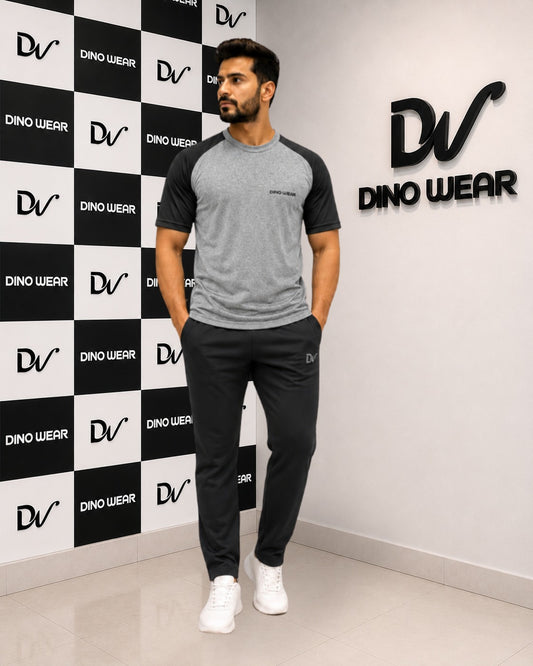 Men’s Gray & Black Lycra Track suit – Dino Wear