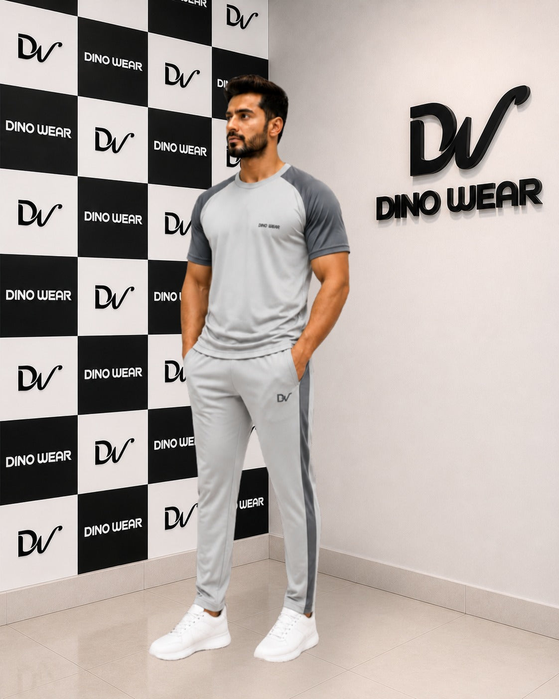 Men’s Gray & Dark Gray Tracksuit – Dino Wear