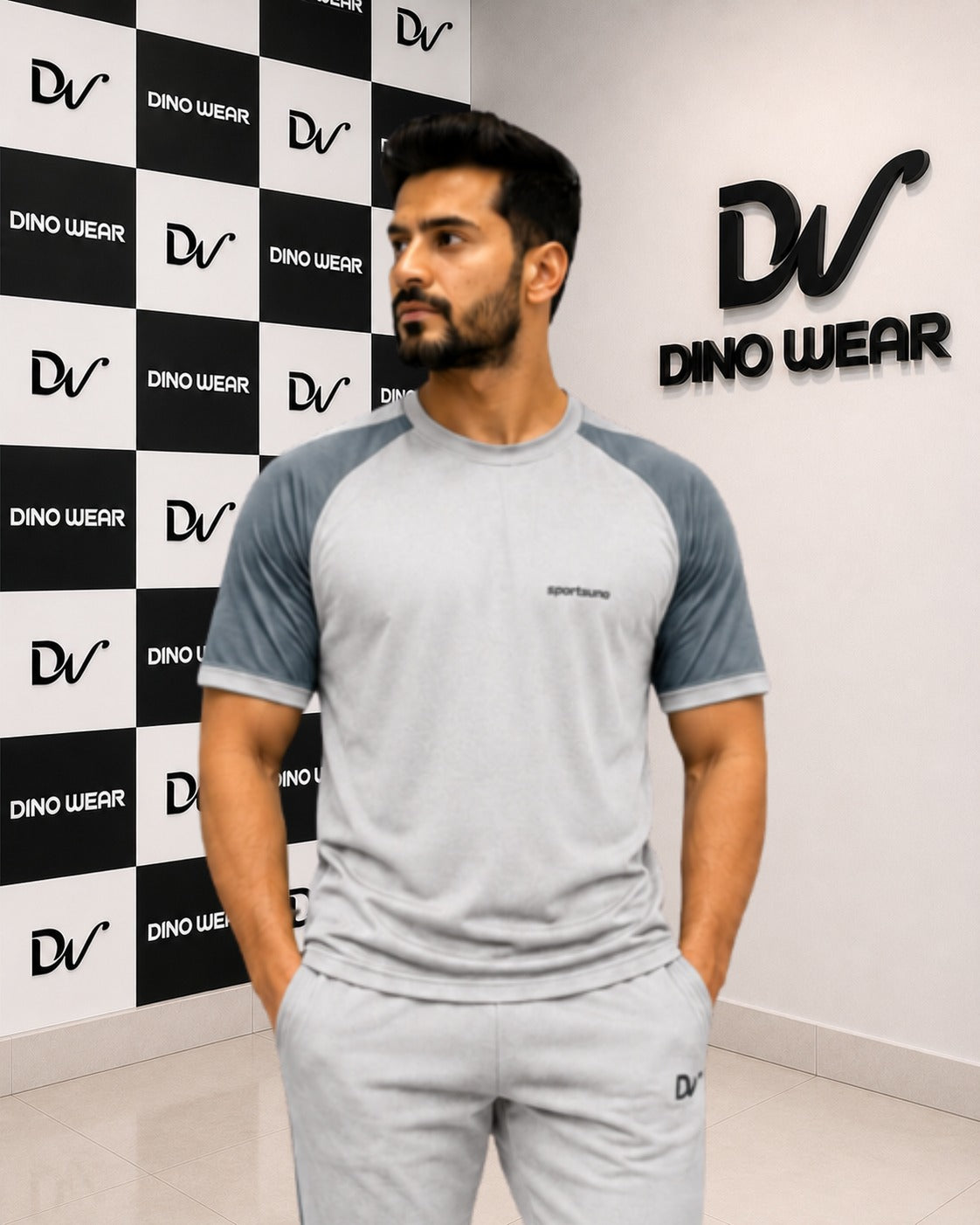 Men’s Gray & Dark Gray Tracksuit – Dino Wear