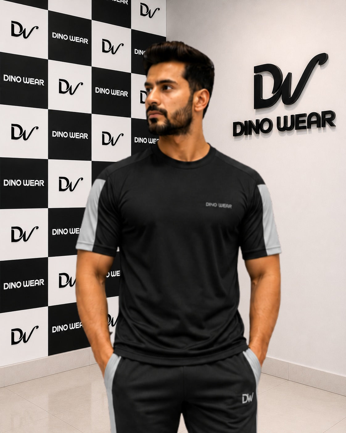 Men’s Black & White Tracksuit – Dino Wear