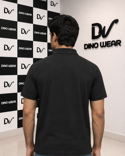 Men’s Black Lycra Polo Shirt – Dino Wear