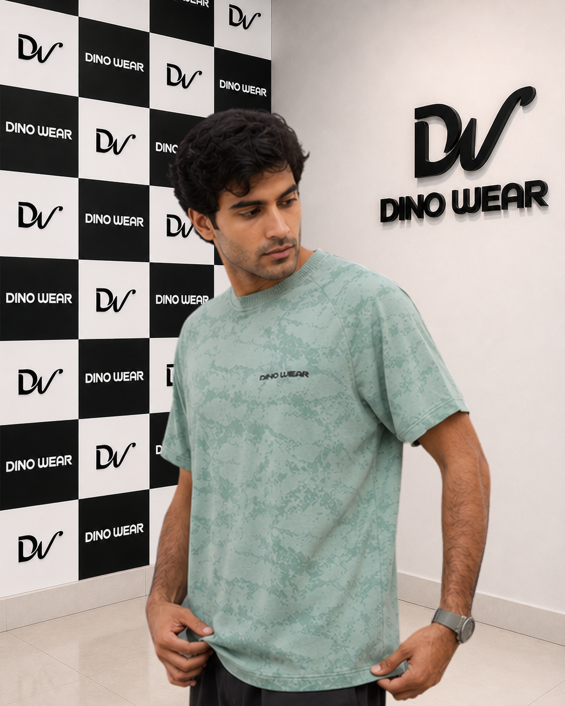 Men’s Green Lycra T-Shirt – Dino Wear