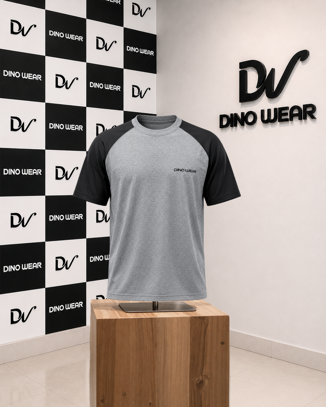 Men’s Gray & Black Lycra T-Shirt – Dino Wear