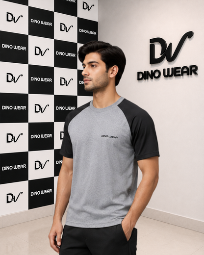 Men’s Gray & Black Lycra T-Shirt – Dino Wear