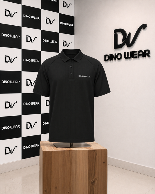 Men’s Black Lycra Polo Shirt – Dino Wear