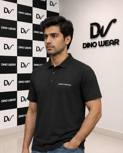 Men’s Black Lycra Polo Shirt – Dino Wear