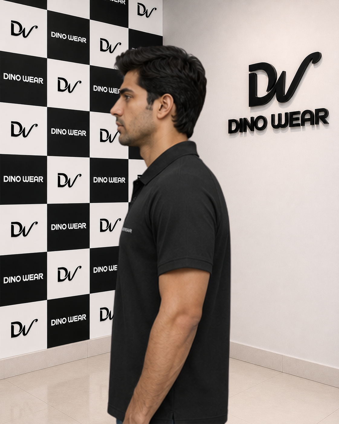 Men’s Black Lycra Polo Shirt – Dino Wear