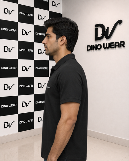 Men’s Black Lycra Polo Shirt – Dino Wear