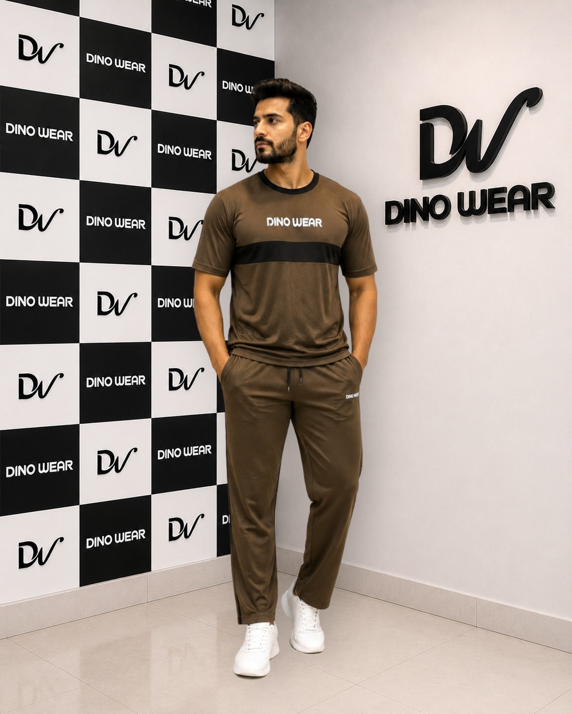 Men's Olive Brown Tracksuit-Dino Wear