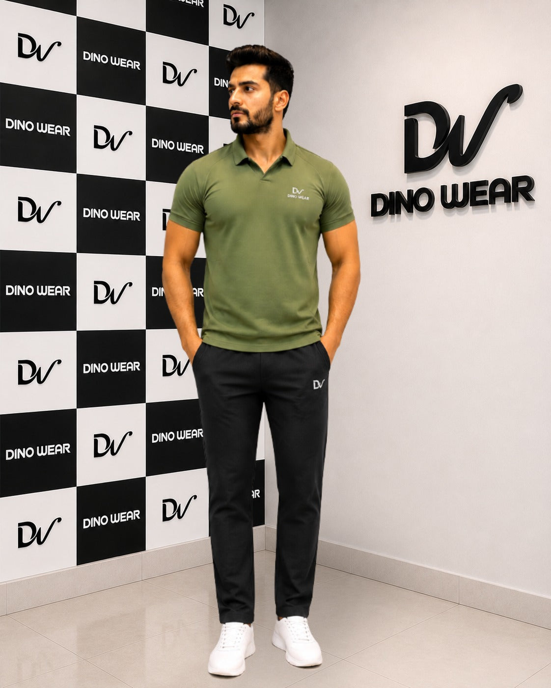 Men's Sea-Green & Black Tracksuit-Dino Wear