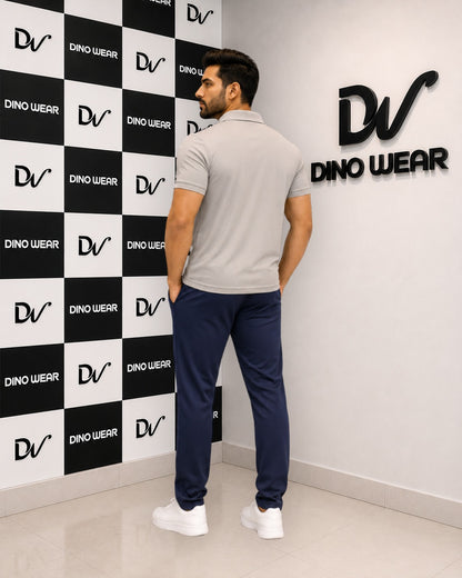 Men's Light Gray & Navy Blue Tracksuit-Dino Wear