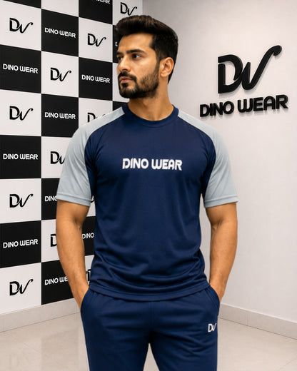 Men's  Navy Blue & Light Gray Tracksuit-Dino Wear